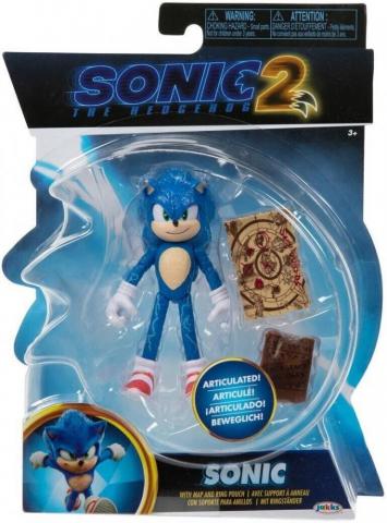 Sonic the Hedgehog 2 Movie Sonic Con Mapa y Bolsa de anillo 10Cm