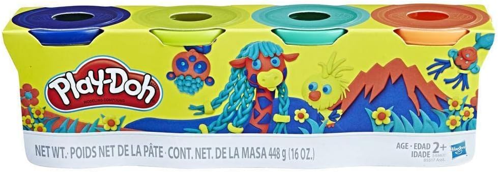 Play-Doh 4Pack Classic Colors Azul, Verde Claro, Verde Oscuro, Naranja