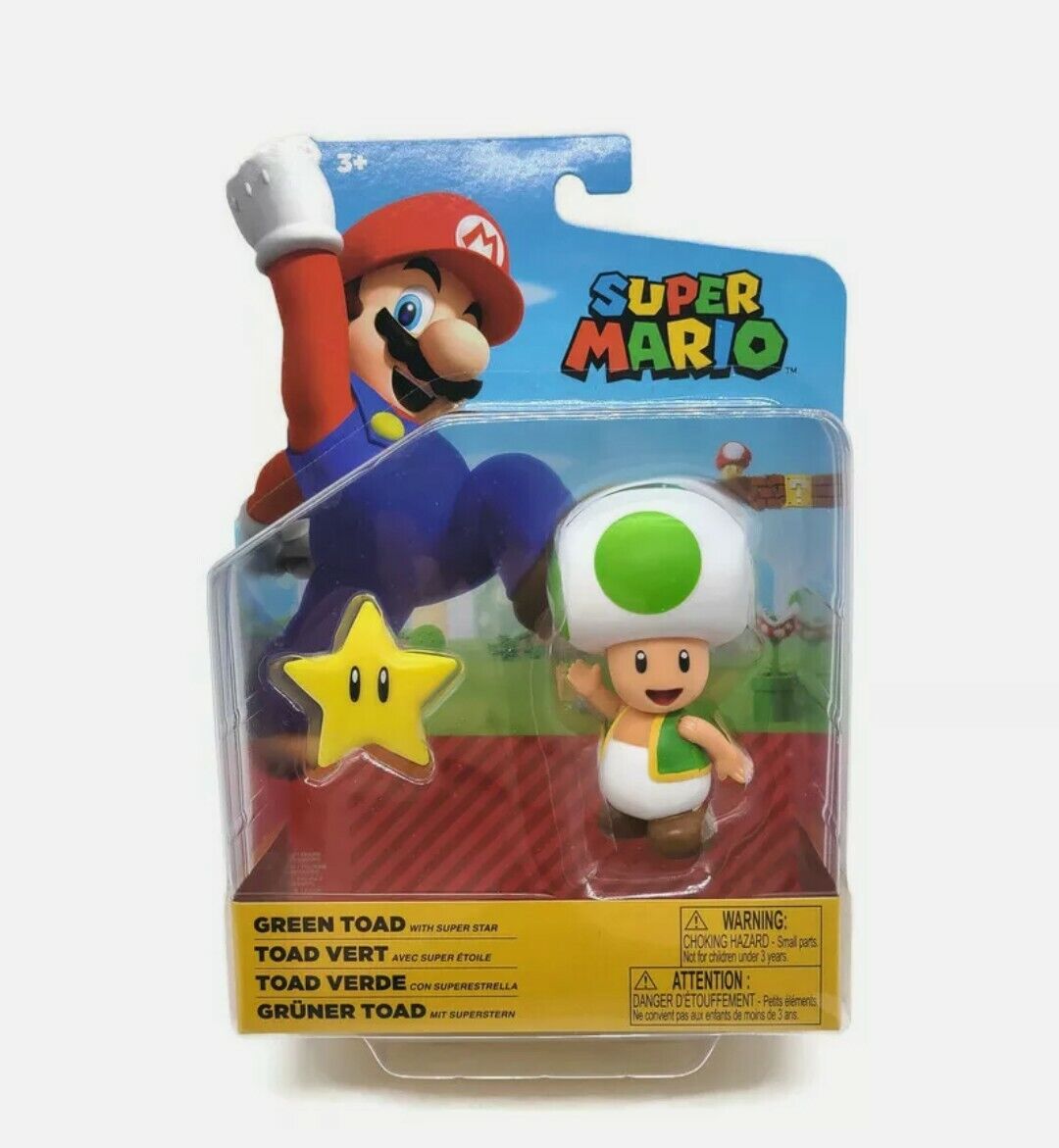 Super Mario Green Toad Con Estrella 10Cm Original