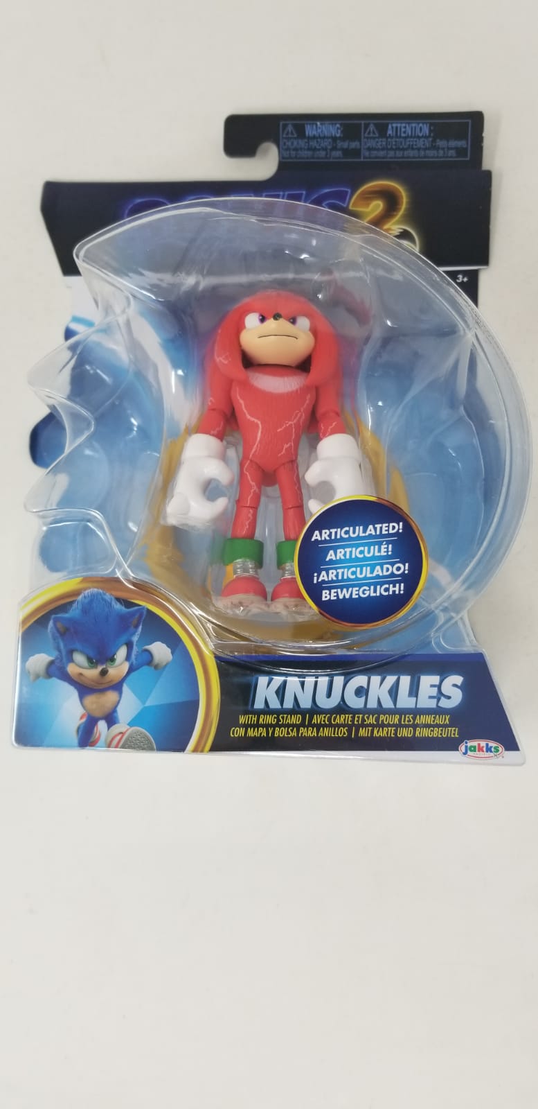 Sonic Hedgehog 2 Movie Knuckles Con Soporte De Anillo 10Cm