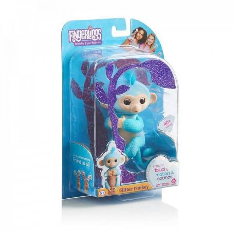 Fingerlings Glitter Monkey - Amelia (Turquoise Blue Glitter)