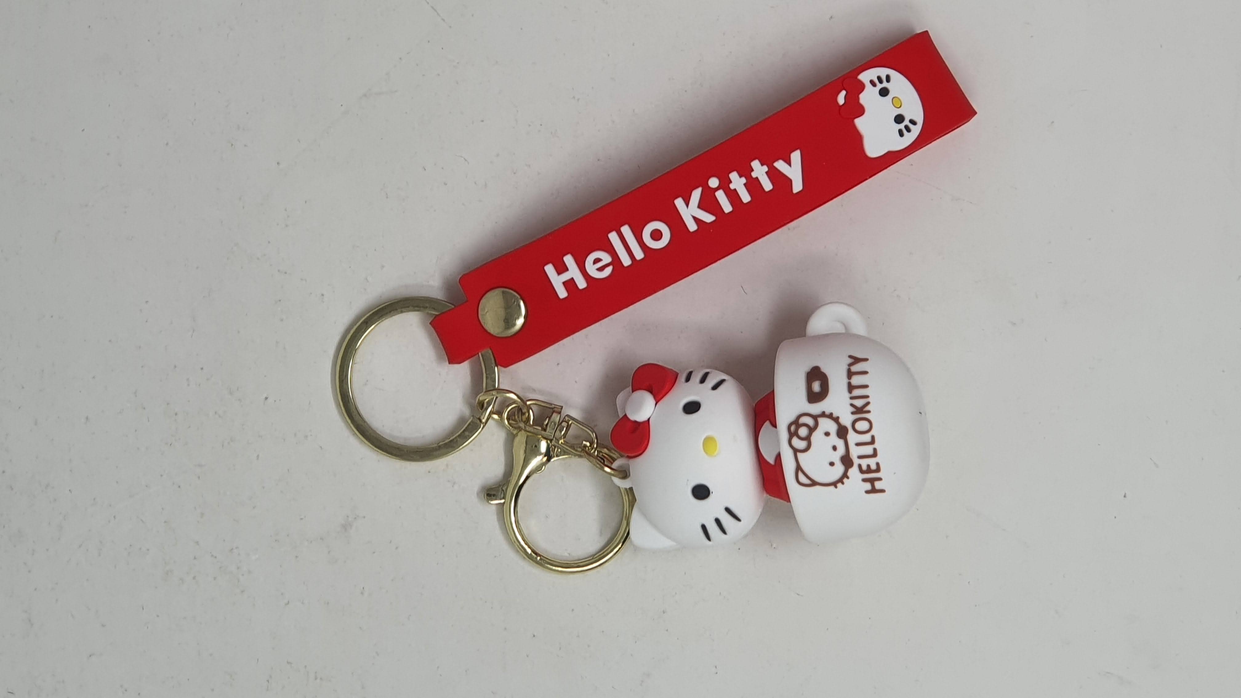 Llavero Goma Hello Kitty  Taza Y Moño Rojo