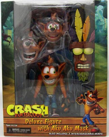 Neca Ultra Deluxe Crash Bandicoot With Aku Aku Mask 7 Inch