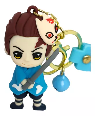 LLavero Goma y Metal Demon Slayer Tanjiro c/ Máscara