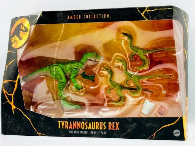 Jurassic World Amber Collection Baby T Rex & 3 Compsognathus