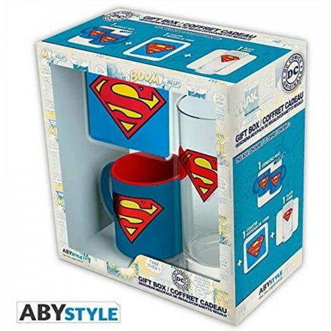Dc Comics Superman Vaso 290 Cc + Chupito+ Mini Taza 110 Cc Original