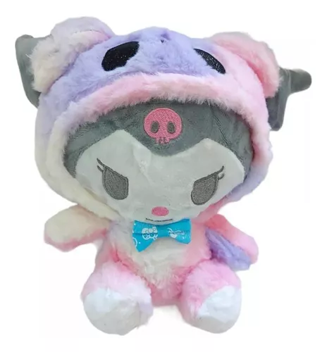 Peluche Kuromi  Multicolor Moño Celeste y Moño Violeta