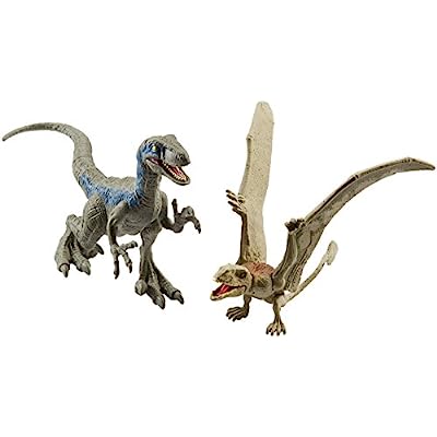 Jurassic World Dino Velociraptor Blue & Dimorphodon Figures, 2 Pack