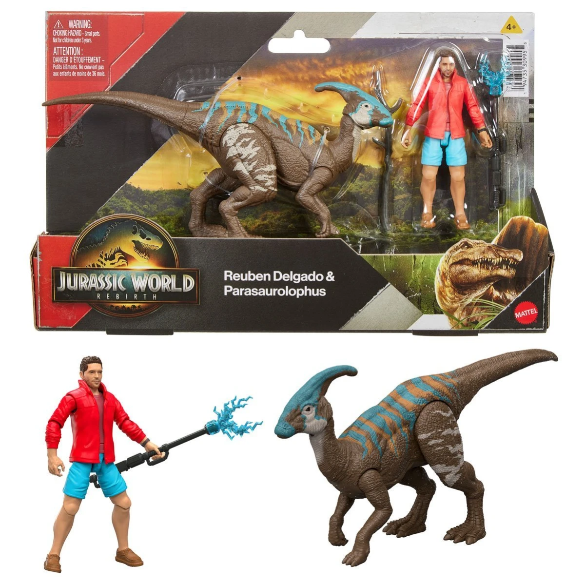 Jurassic World Rebirth Reuben Delgado and Parasaurolophus Action Figure 2-Pack