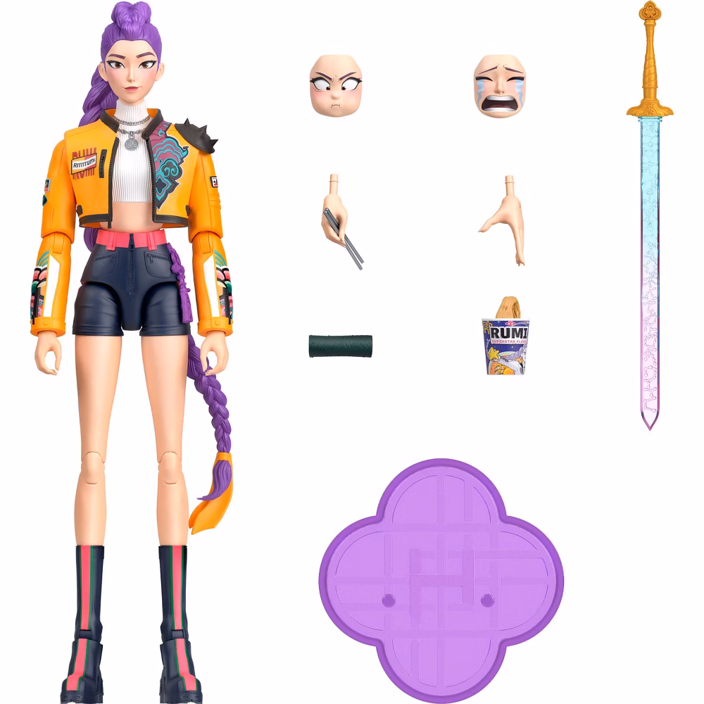 KPop Demon Hunters HUNTR/X Rumi 6" with Accessories & Swappable Faces & Hands Action Figure