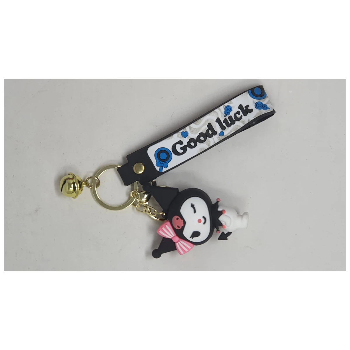 LLavero Goma Kuromi Moño Rosa Good Luck