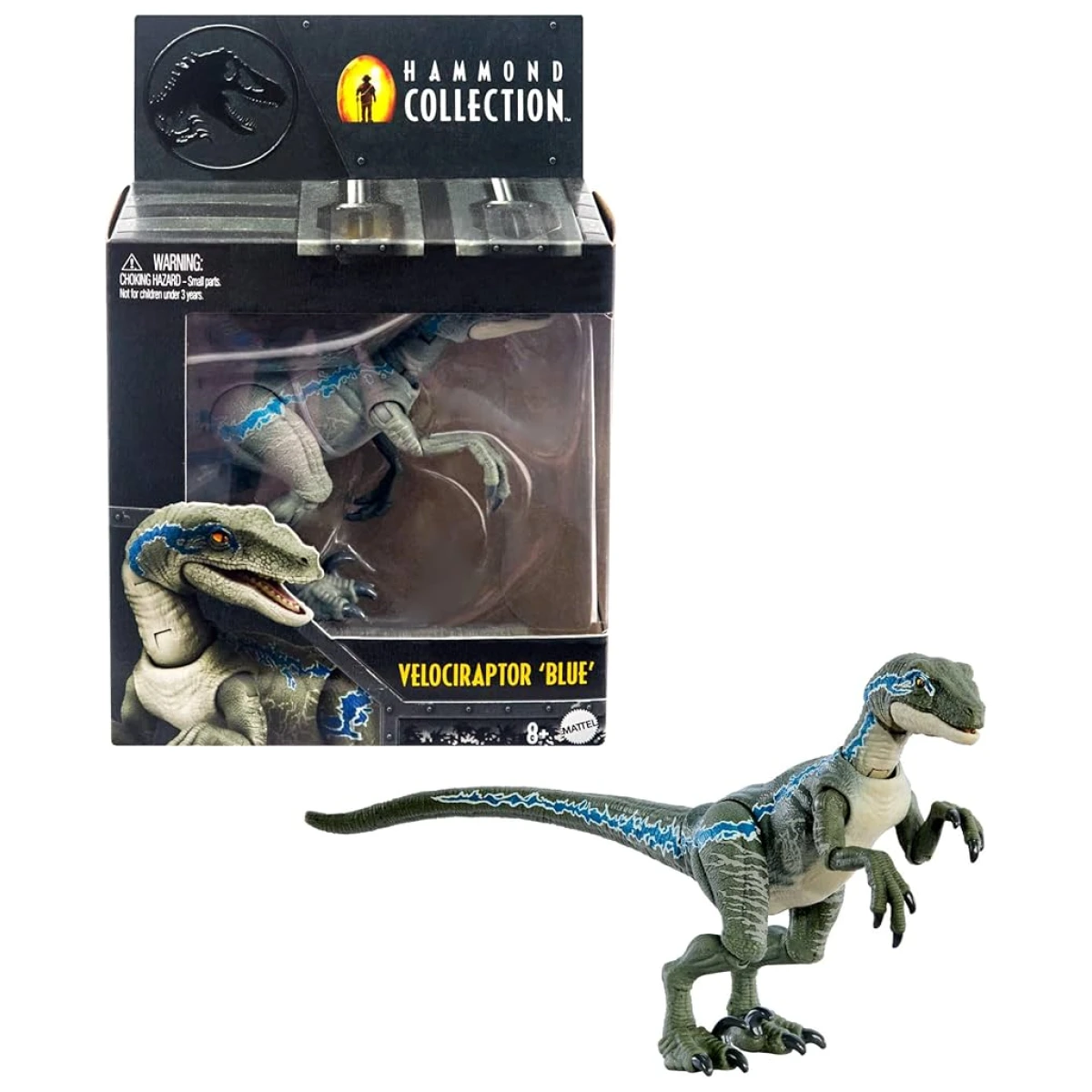 Mattel Jurassic World Hammond Collection Velociraptor Blue