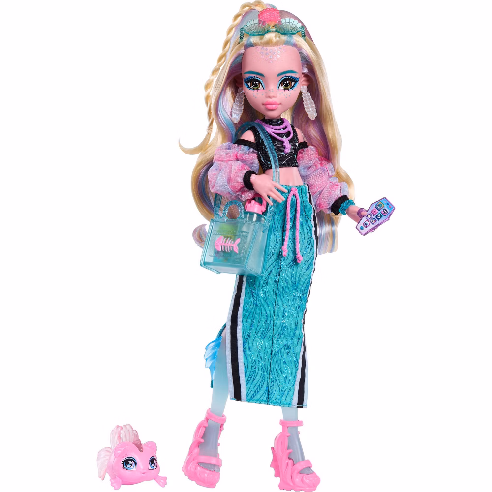 Monster High Lagoona Blue Fashion Doll in Maxi Skirt with Pet Neptuna and 7 Accessories