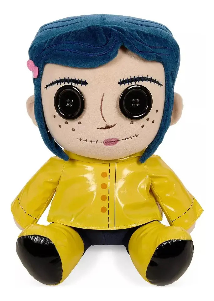 Neca Peluche Coraline Ojos De Boton E Impermeable 33 Cm Color Amarillo
