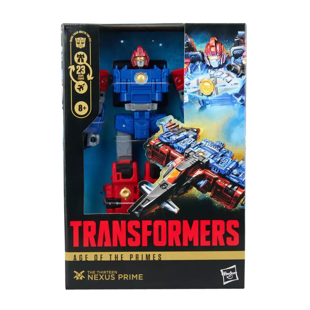 Nexus Prime Transformers Age Of The Primes Voyager Class, Figura De Acción 15.5 Cm, Conversión En 23 Pasos De Robot A Jet Tank, Incluye Blasters Y Enigma Of Combination, Hasbro
