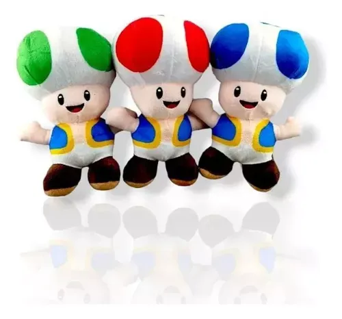 Peluche Super Mario Hongo Rojo , Verde  Azul
