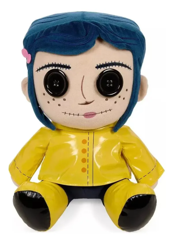 Neca Peluche Coraline Ojos De Boton E Impermeable 33 Cm Color Amarillo