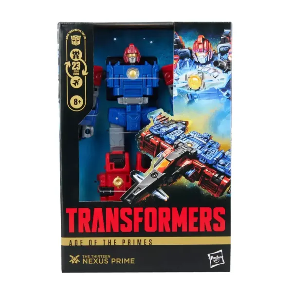Nexus Prime Transformers Age Of The Primes Voyager Class, Figura De Acción 15.5 Cm, Conversión En 23 Pasos De Robot A Jet Tank, Incluye Blasters Y Enigma Of Combination, Hasbro