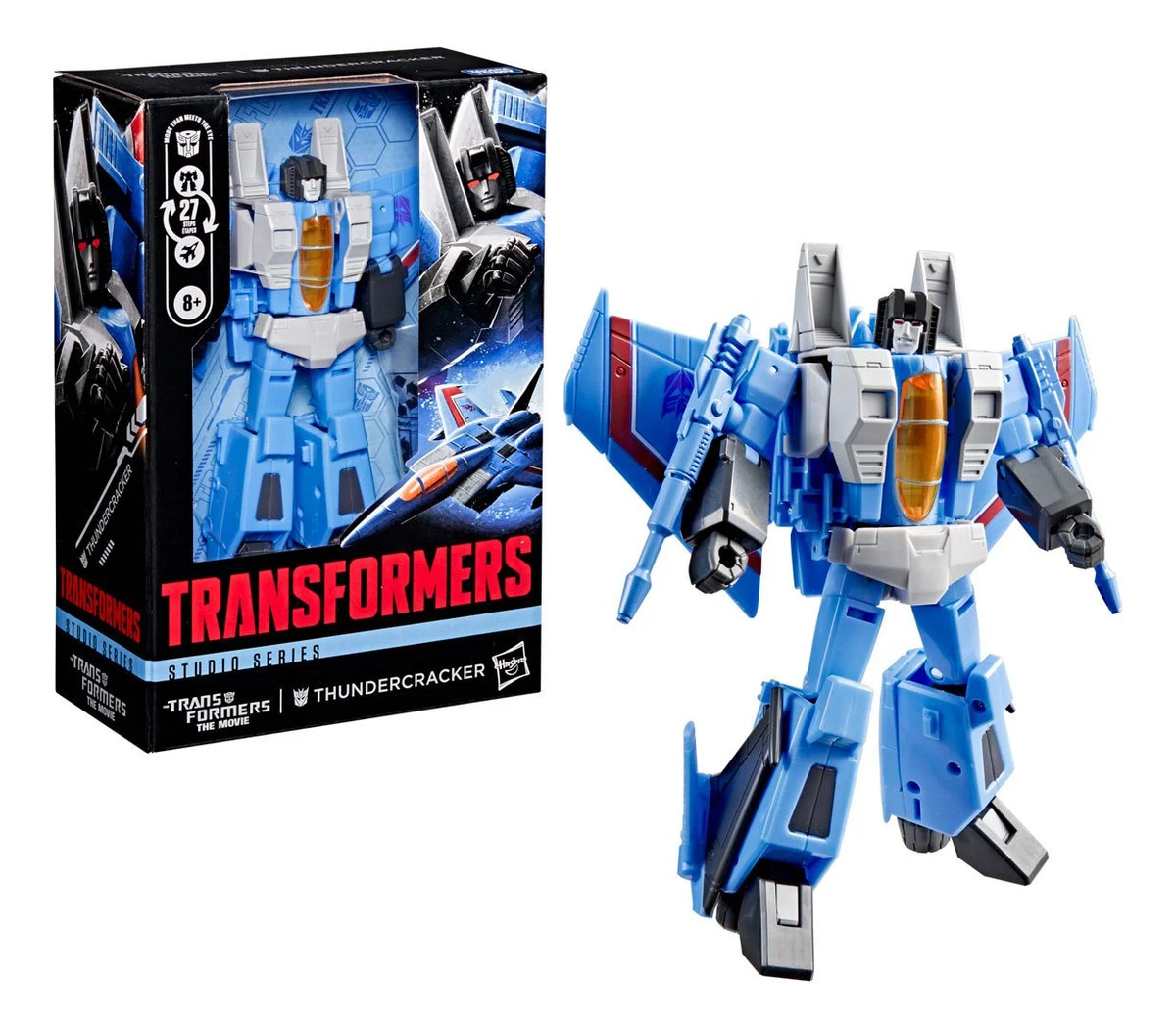 Thundercracker Transformers Studio Series , The Transformers: The Movie Clase Viajero, Figura De Acción En Modo Robot Mide 16.5 Cm, Conversión Robot A Jet En 27 Pasos, Incluye 2 Blasters, Hasbro